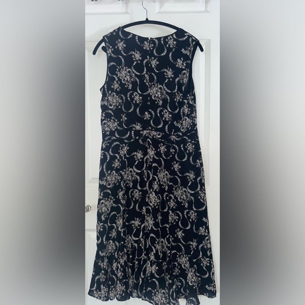 Talbots Black and White Patterned Sleeveless Midi Dress Size 10 - Picture 3 of 4